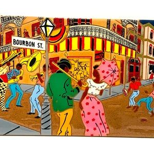 Vintage Art Tile “Bourbon Street” New Orlean From Arius Gallery 1986 Size 8”-12”